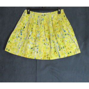 Jack Skirt Womens Size 6 Butter Yellow Gray Geometric Pleated Mini Flirty Summer